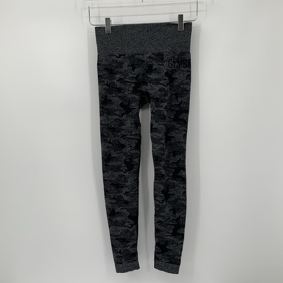 Gymshark leggings black gray camo active compression print women Small - Picture 1 of 5